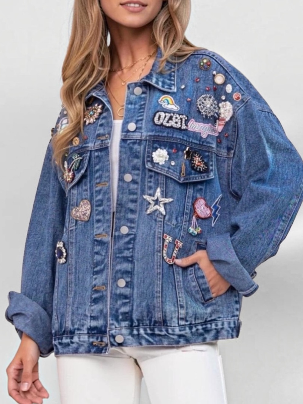 Embellished Oversized Denim Jacket